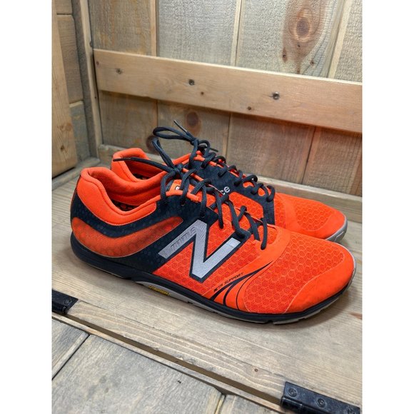 US12.5 New Balance Mens Bright Orange Minimus Meta Support Sneakers Vibram - Picture 1 of 7